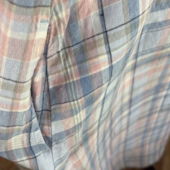 J Jill The Madras Maxi Dress 100% Linen Sleeveless Relaxed Fit Pockets Blue Sz M - Picture 8 of 14